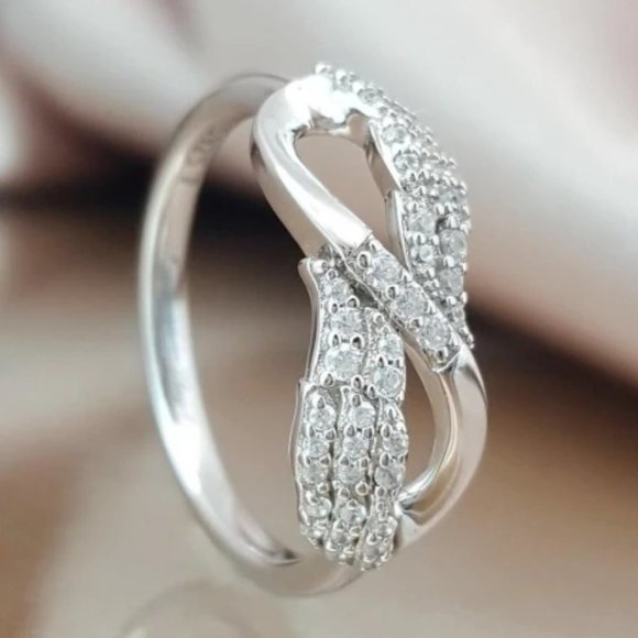 Three Layer Stackable Zircon Sweet Wings Wedding Ring for Women, MARR9201 - Picture 1 of 6